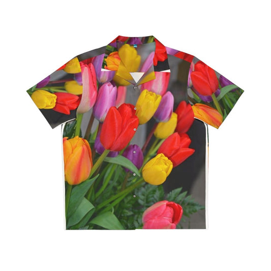 Colorful tulip floral arrangement Hawaiian shirt