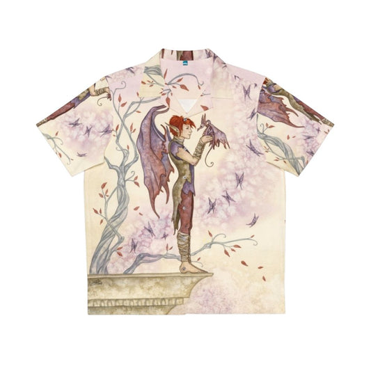 Enchanted Hawaiian Shirt featuring fairy, dragon, and butterfly design