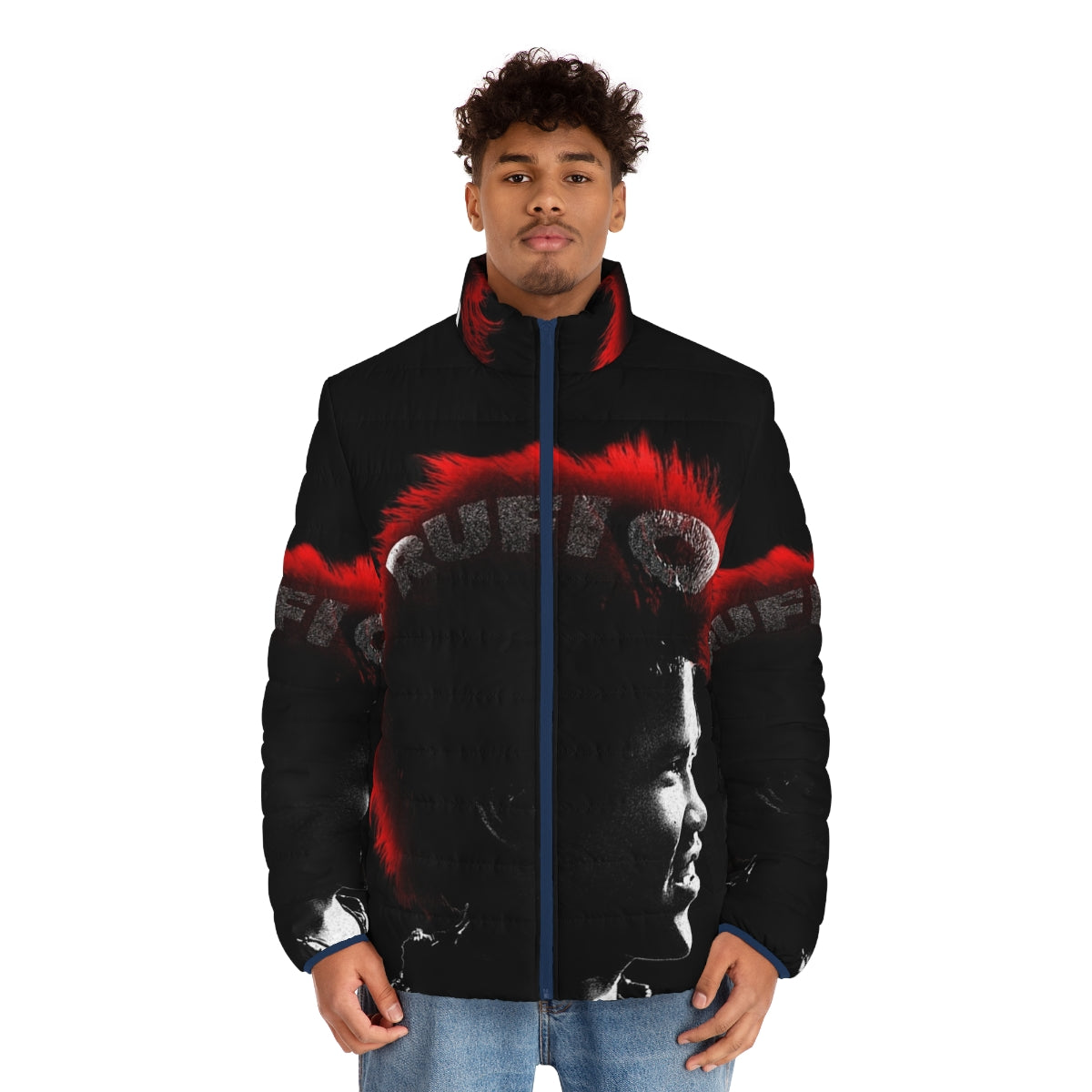 Rufio Puffer Jacket with 90s Peter Pan Inspired Design - men front