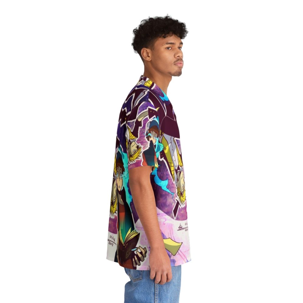 Gravity Falls inspired Hawaiian shirt featuring Bill Cipher and Dipper Pines - People Pight