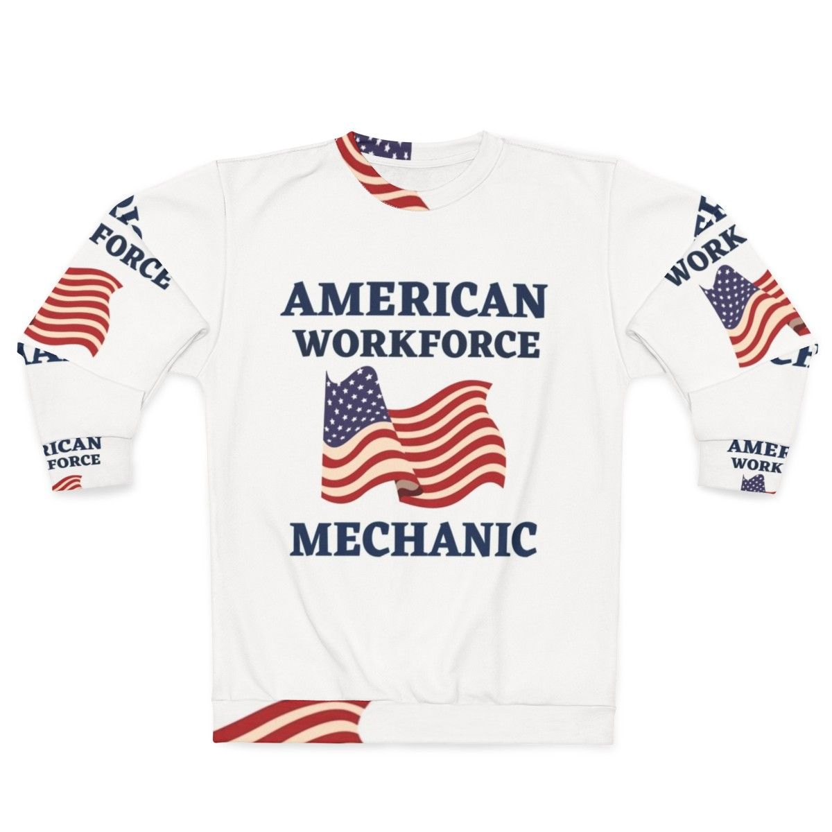 American Workforce Mechanic Sweatshirt with Patriotic American Flag Design