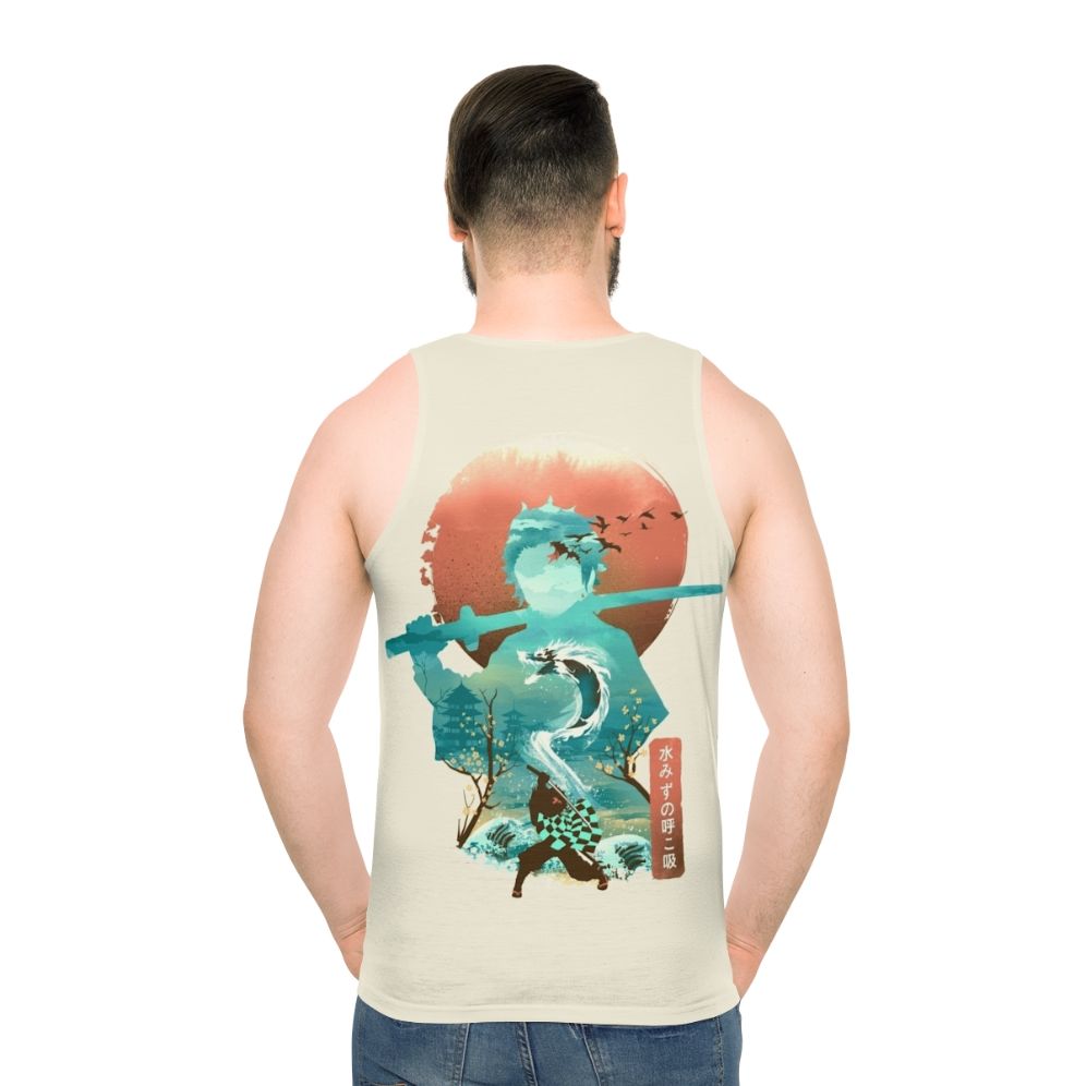 Ukiyo-E Inspired Water-Themed Unisex Tank Top - men back