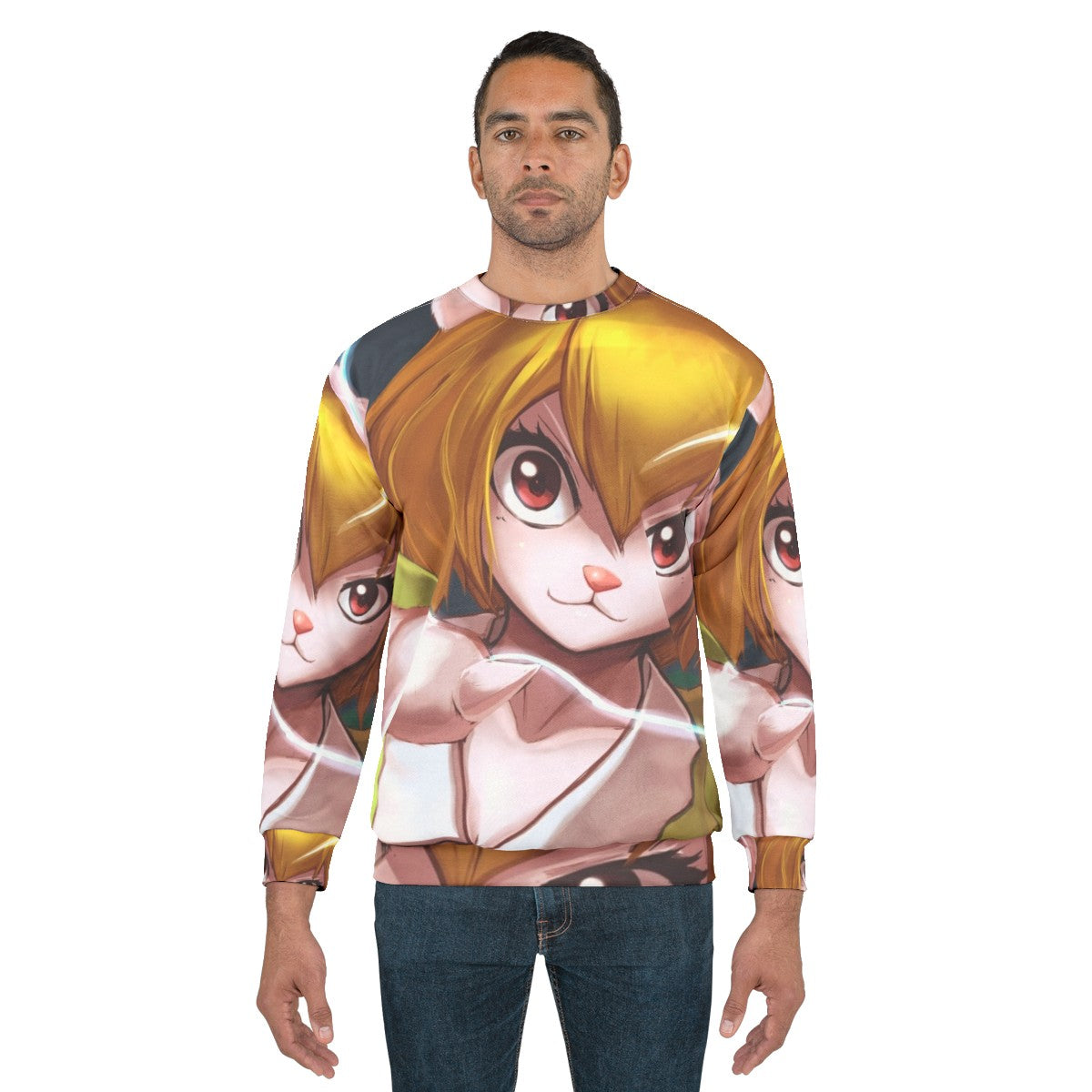 Carrot Anime Sweatshirt with Kawaii Rabbit Design - men