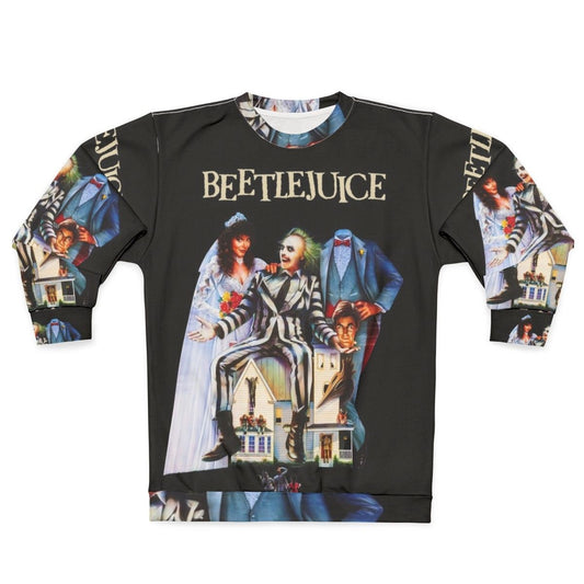 Beetlejuice themed sweatshirt with gothic and horror design