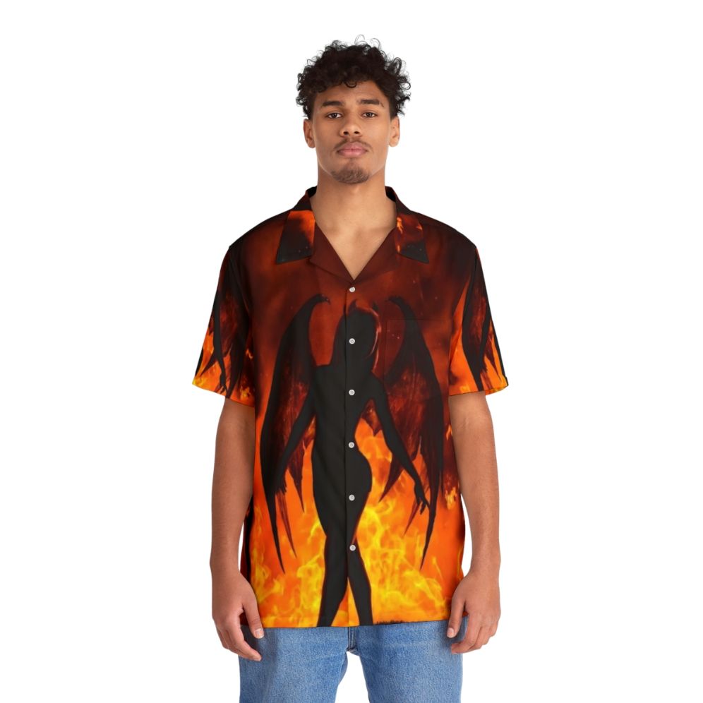 Demon Girl Hawaiian Shirt, Fire Girl Print - People Front