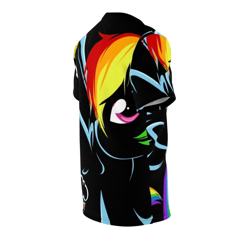 Vibrant t-shirt design featuring a rainbow-colored horse inspired by the My Little Pony animation series. - men right