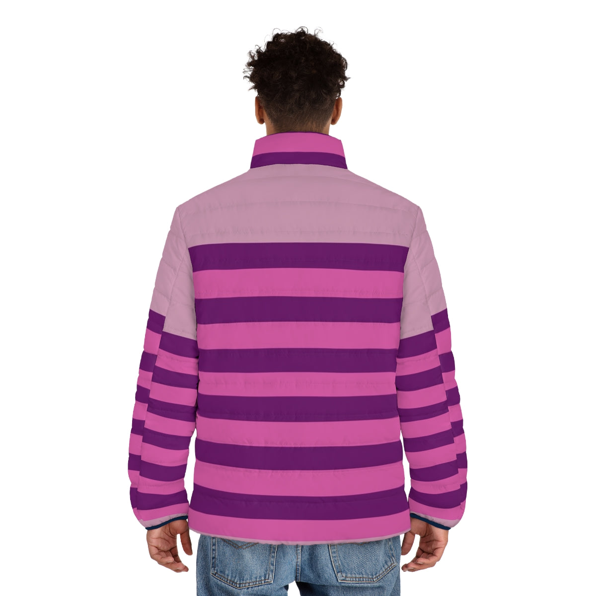 Cheshire Cat Horizontal Stripe Puffer Jacket - men back