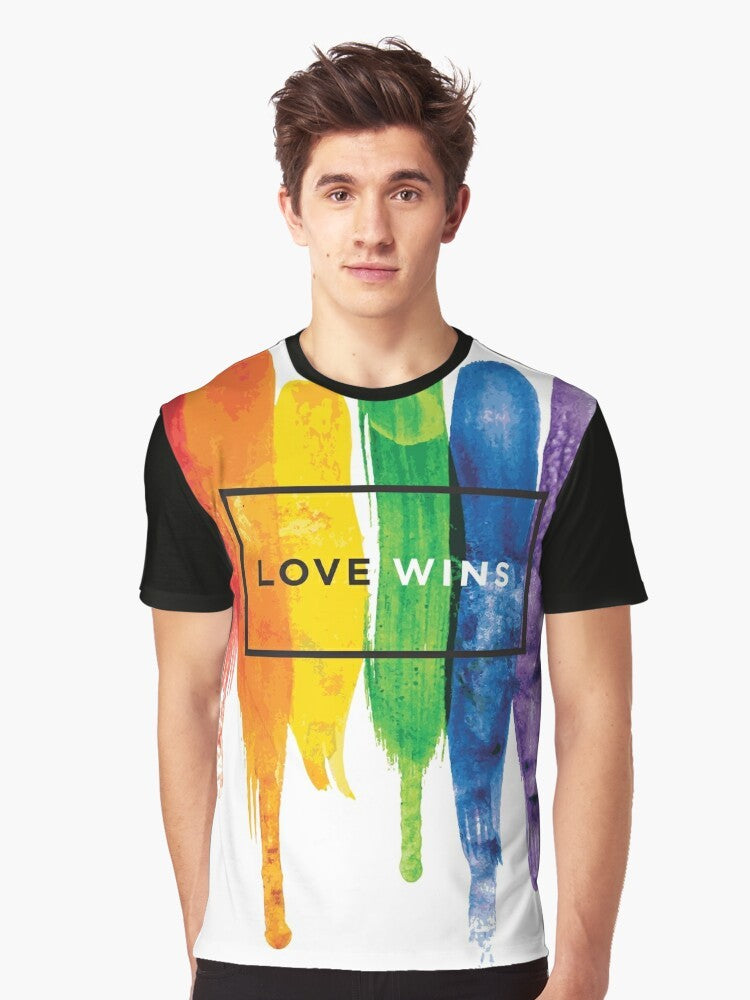 LGBTQ Pride Watercolor Rainbow Graphic T-Shirt - Men