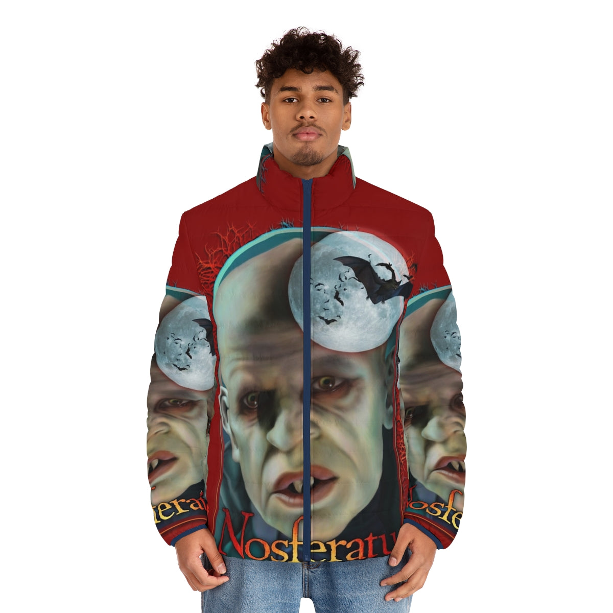 Nosferatu Puffer Jacket featuring classic horror imagery - men front