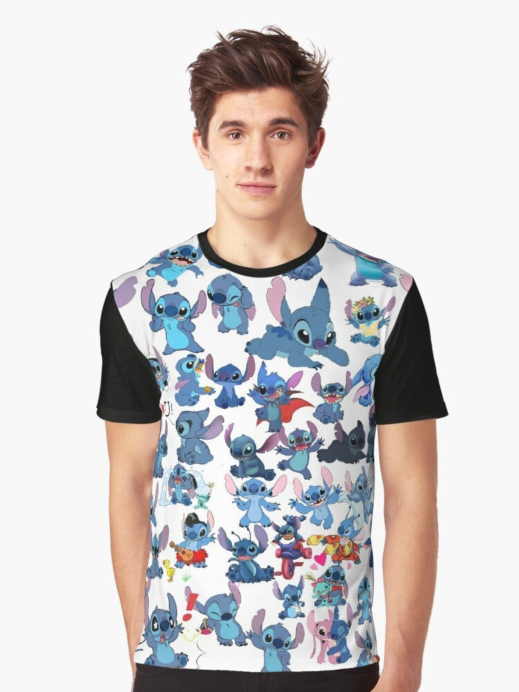 Lilo & Stitch graphic t-shirt featuring the Disney character Stitch in a cute and relatable design - Men