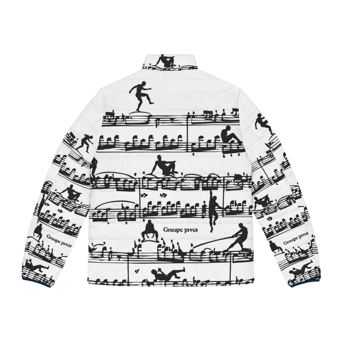 Illustration of Wolfgang Amadeus Mozart on a stylish men's puffer jacket - Back