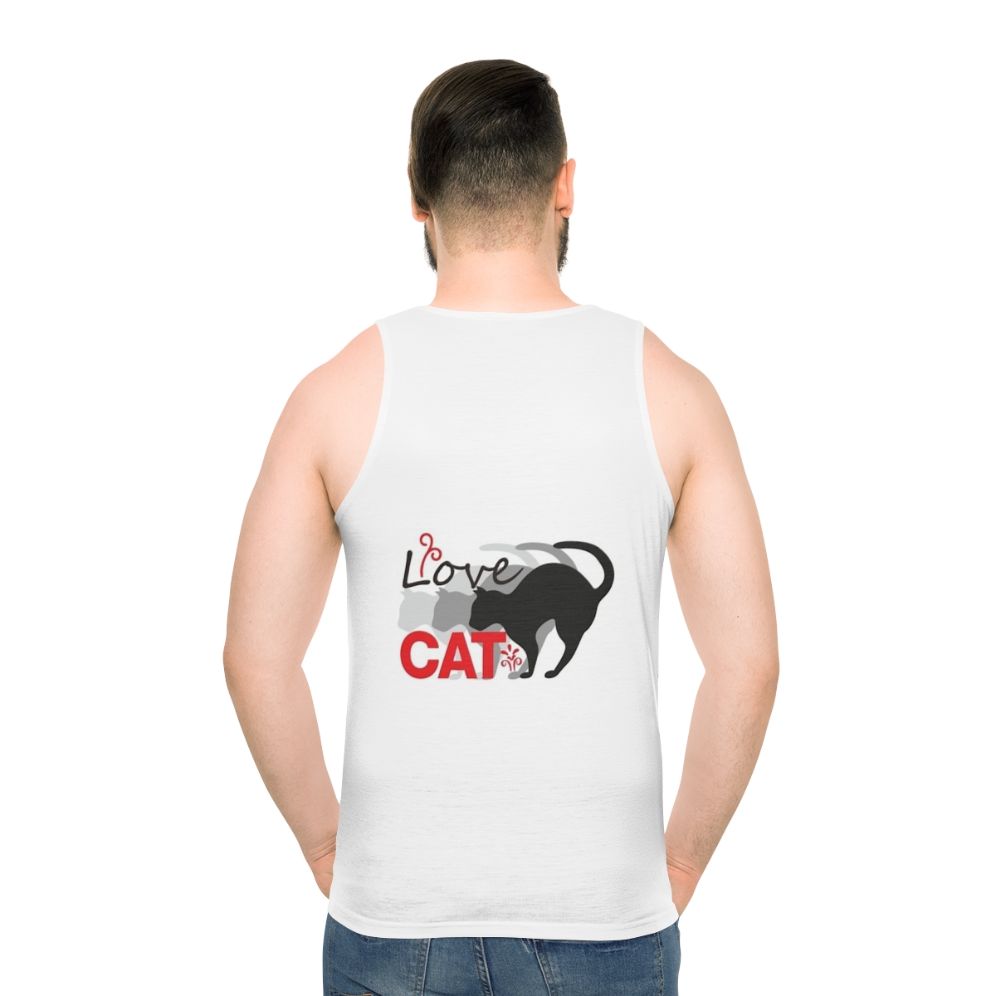 Unisex 'Love Cat' tank top with cat graphic - men back