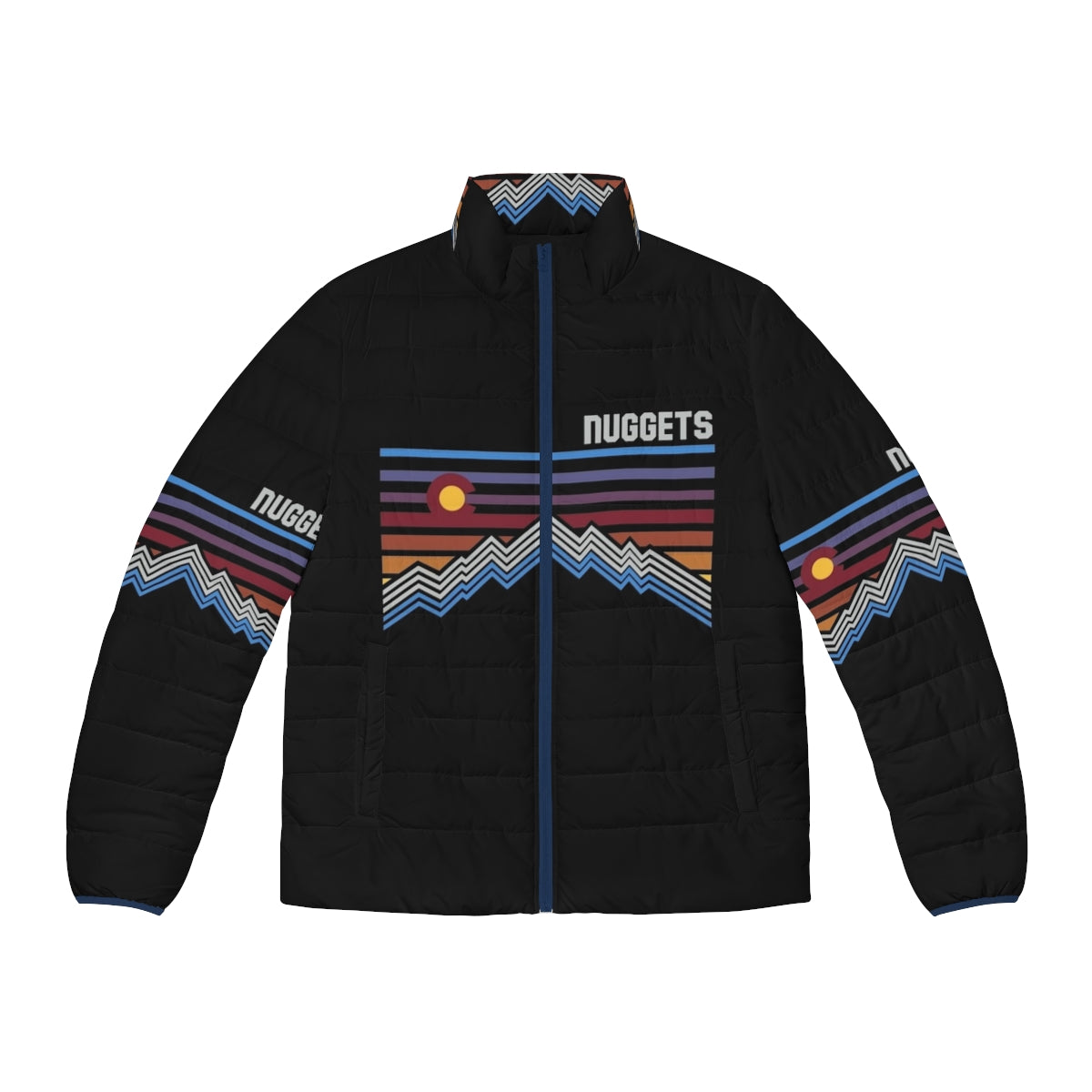 Denver Nuggets basketball puffer jacket with focus keyword "denver nuggets"