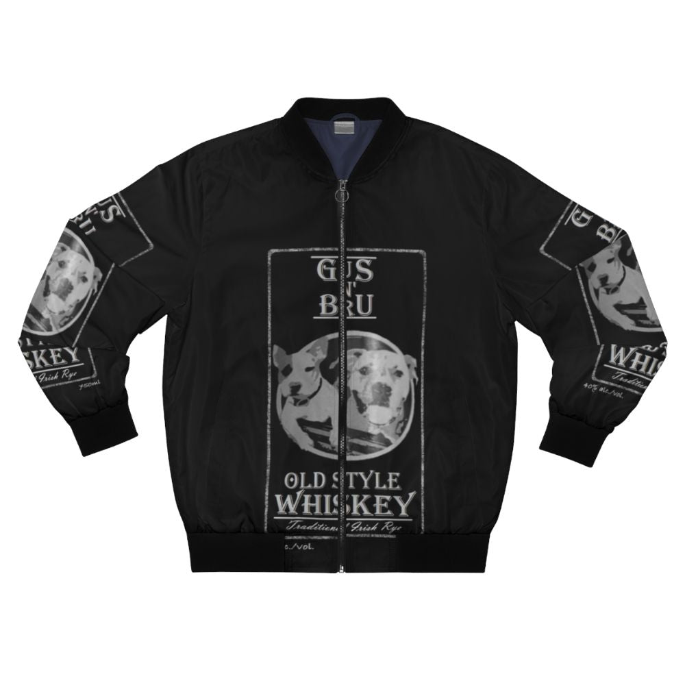 A bomber jacket with the Letterkenny logo and text, ideal for fans of the show and whiskey enthusiasts.