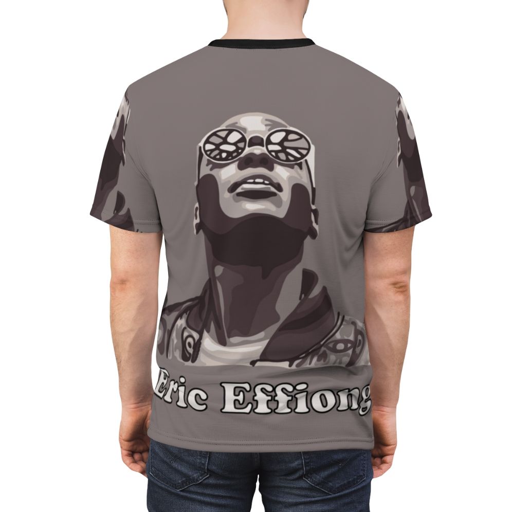 A high-quality t-shirt featuring a print of the character Eric from the popular Netflix series Sex Education. - men back