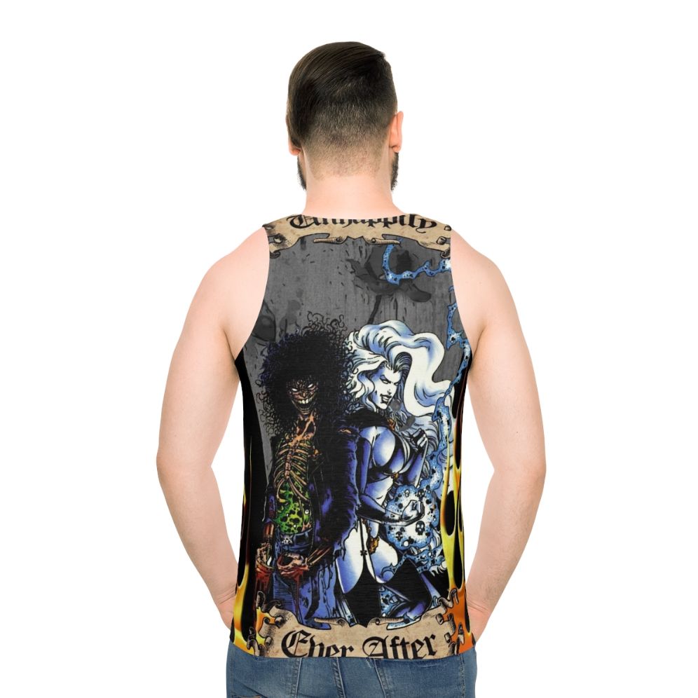 Horror-Inspired Lady Death Evil Ernie Unisex Tank Top - men back