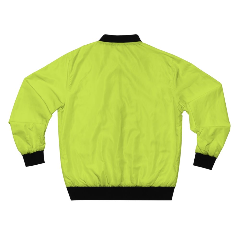 Chartreuse green solid color bomber jacket with porch pirates coordinate design - Back