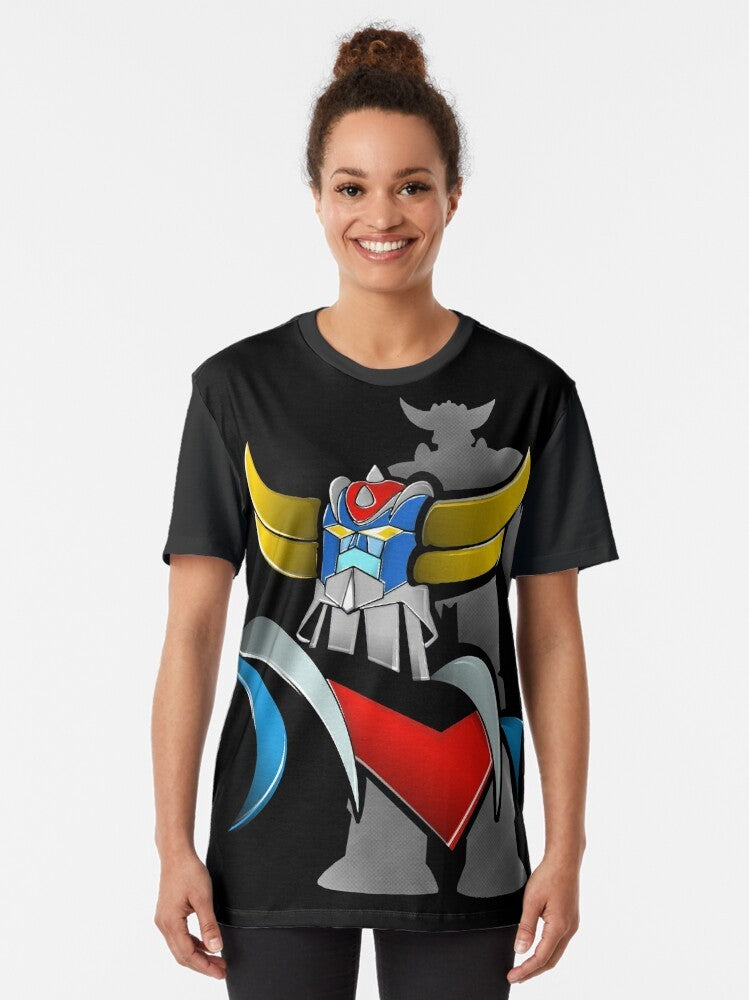 Vintage Goldorak (Grendizer) graphic t-shirt design featuring the classic anime robot character. - Women