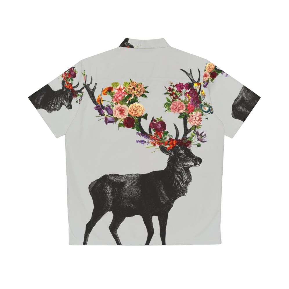 Colorful deer and floral pattern Hawaiian shirt - Back