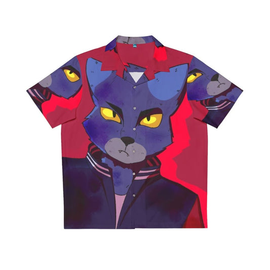 Tropical Hawaiian Shirt with Caravan Palace Furry Cat Design