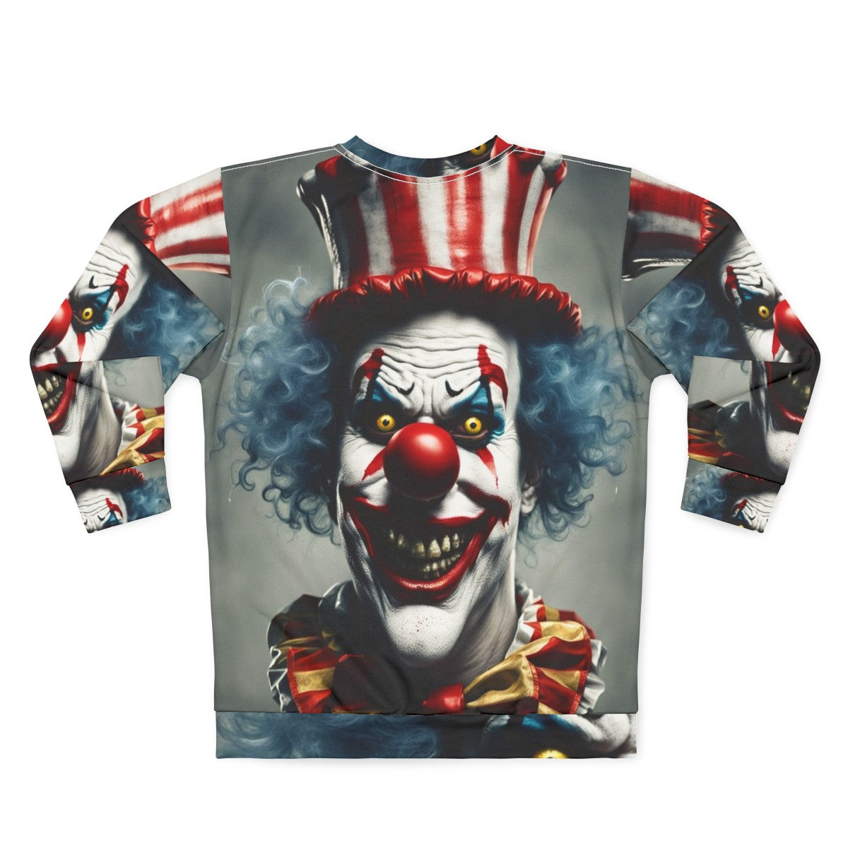 Creepy clown face on a black sweatshirt - Back