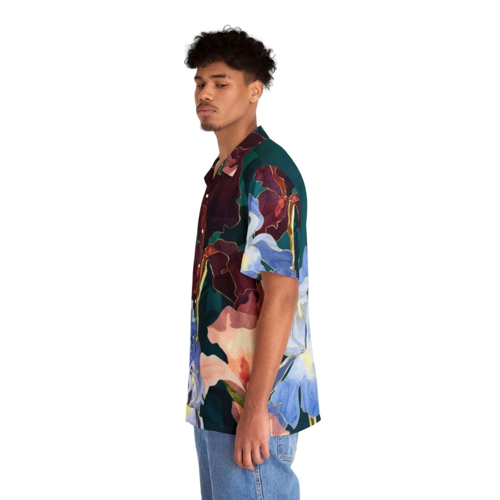 Iris abstract pattern hawaiian floral shirt - People Left