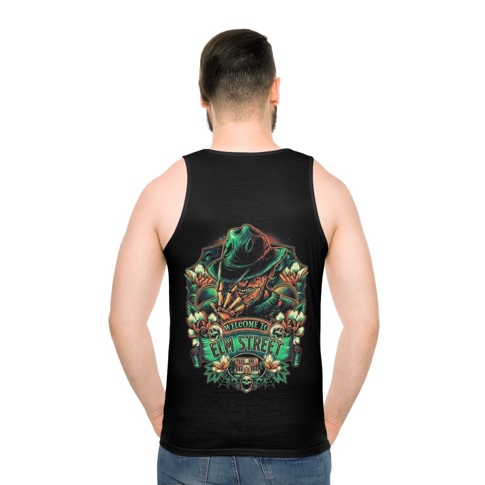 Unisex horror movie tank top - men back