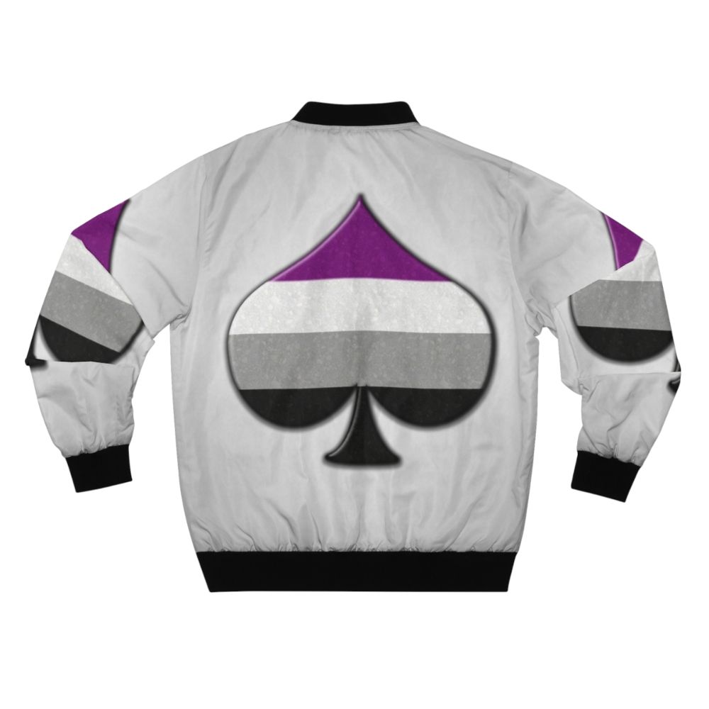 Asexual pride bomber jacket featuring a large ace symbol in the colors of the asexual pride flag - Back