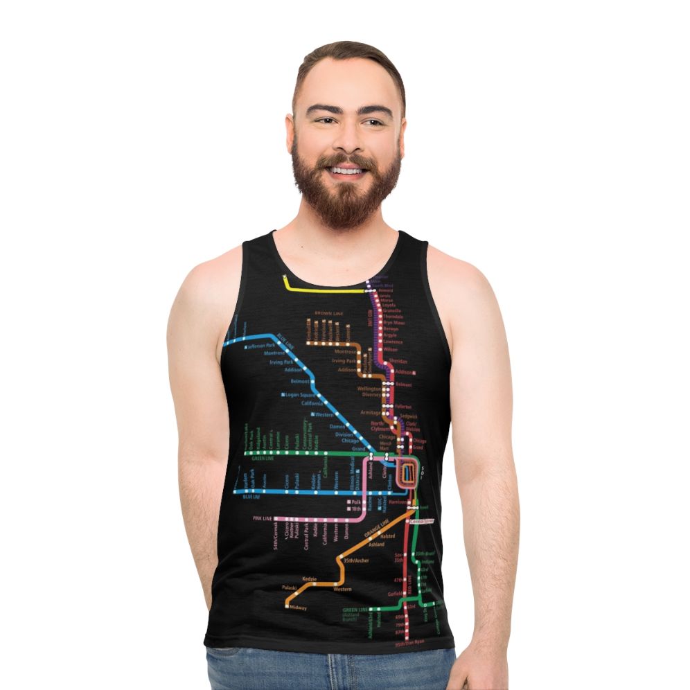 Chicago Trains Map Unisex Tank Top - men