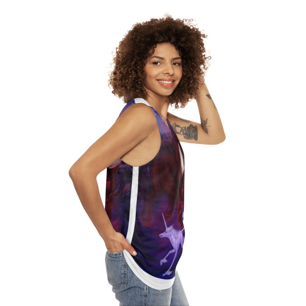 Unicorn and Bull Unisex Fantasy Tank Top - women side