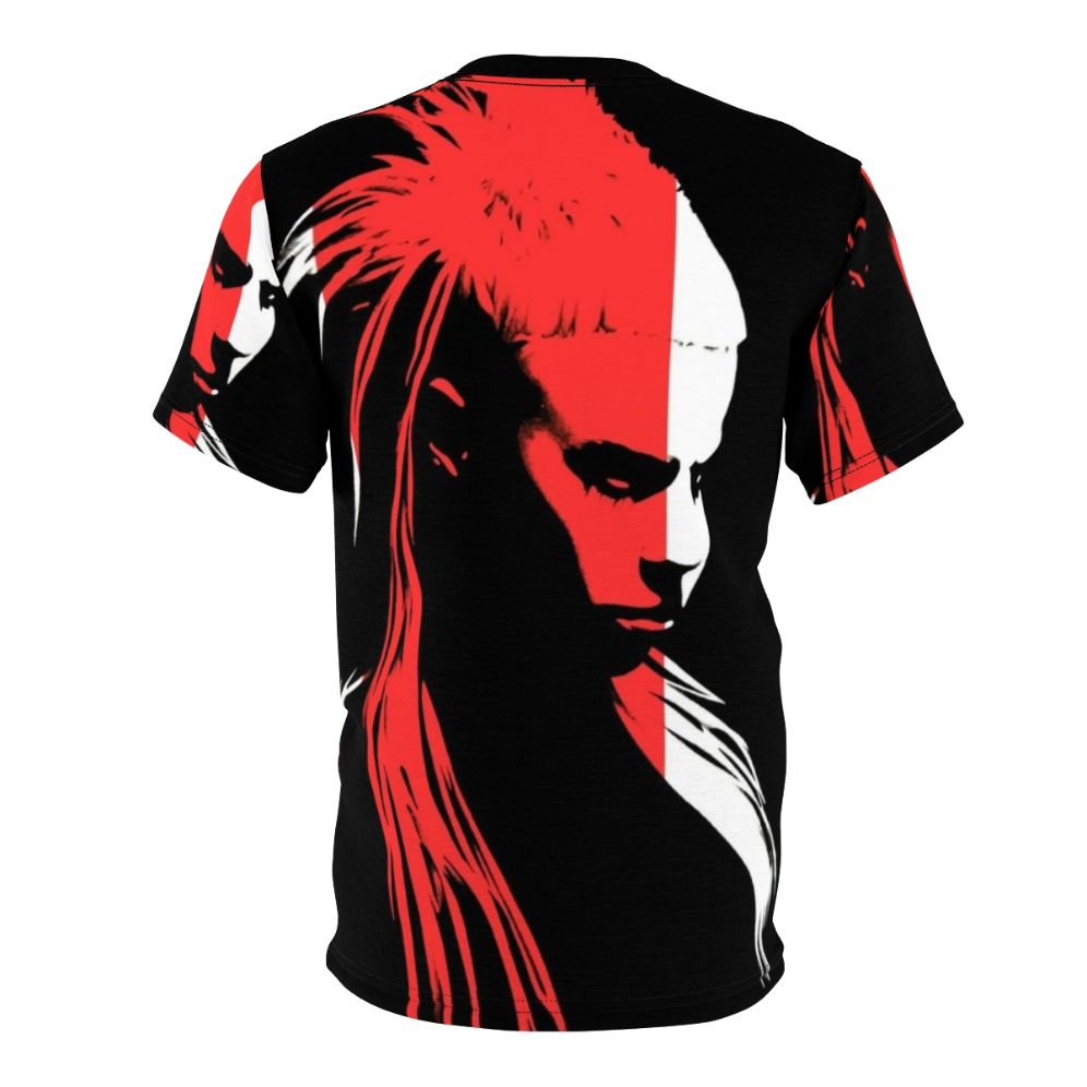 A high-quality, artistic portrait t-shirt featuring the iconic Yolandi Visser of the alternative rap group Die Antwoord. - Back