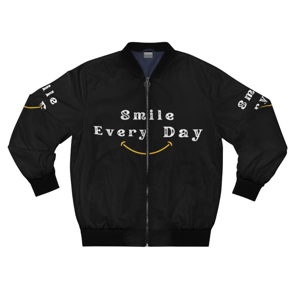 Smile Every Day Motivational Bomber Jacket with Positive Typography