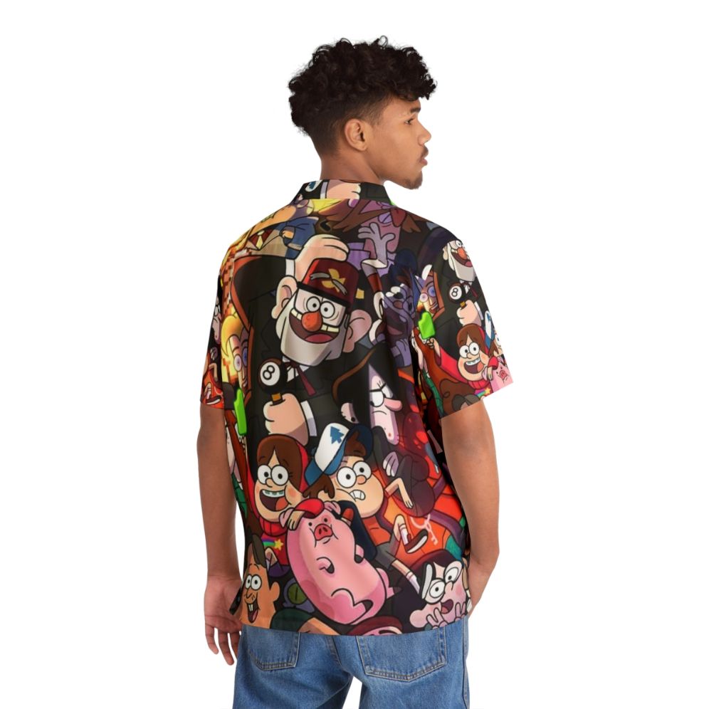 Gravity Falls Cartoon Hawaiian Shirt with Dipper Pines and Waddles the Pig - People Back