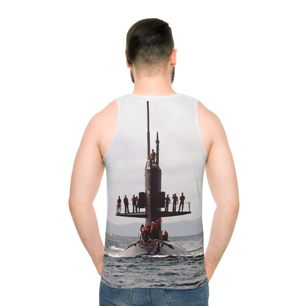 USS Scamp SSN 588 Navy Submarine Unisex Tank Top - men back