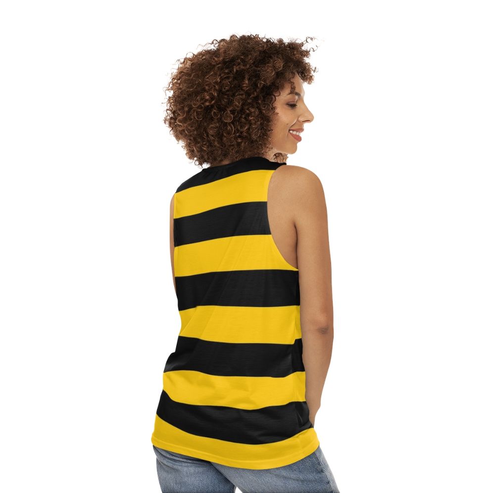 Unisex tank top with black and yellow bee design - women back