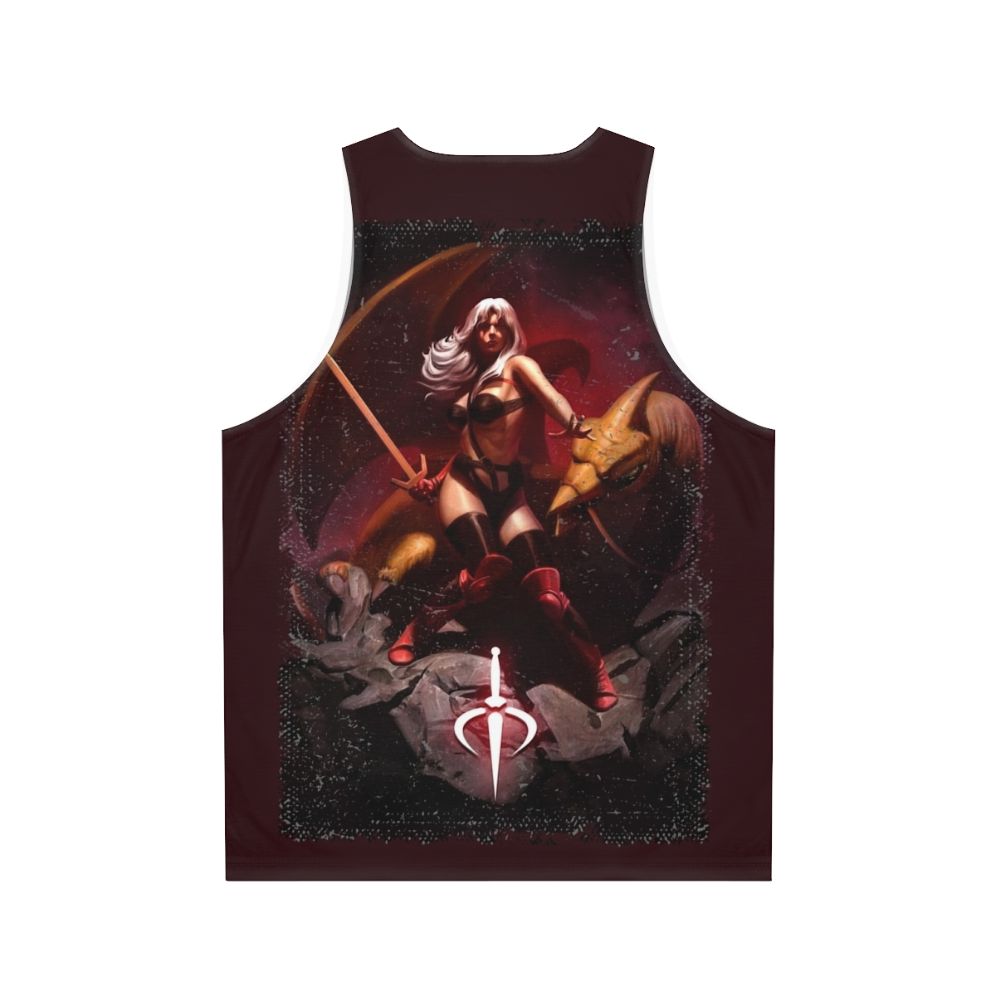 Vintage Taarna Unisex Tank Top with Sci-Fi Fantasy Warrior Sorceress Design - Back