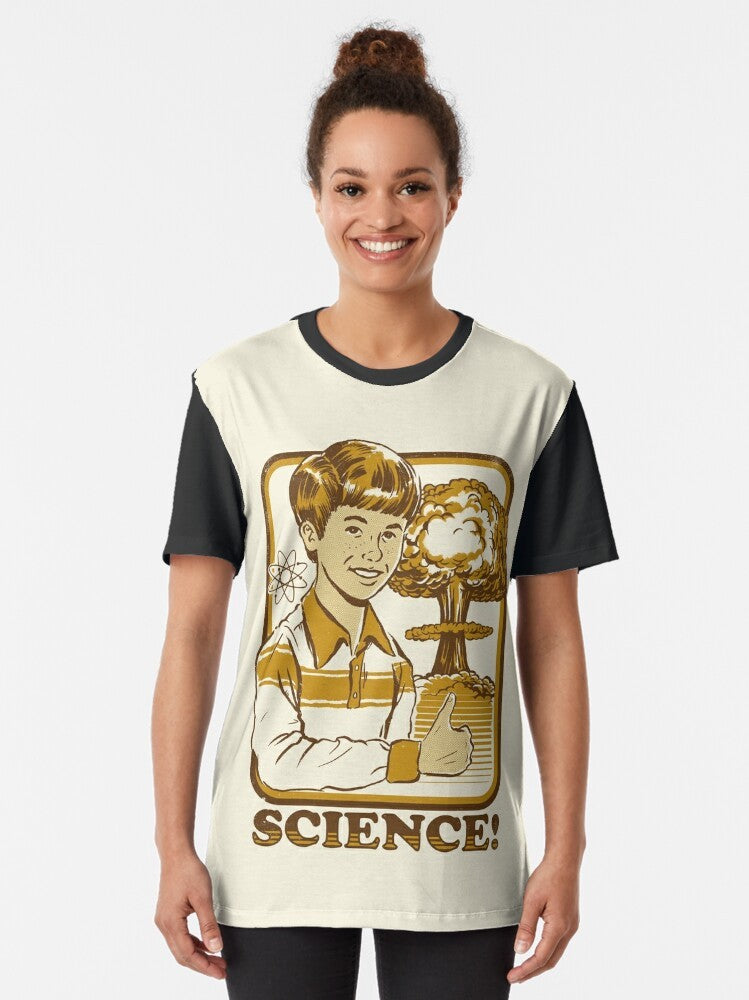 Atomic Science Graphic T-Shirt with Explosion Design - Women