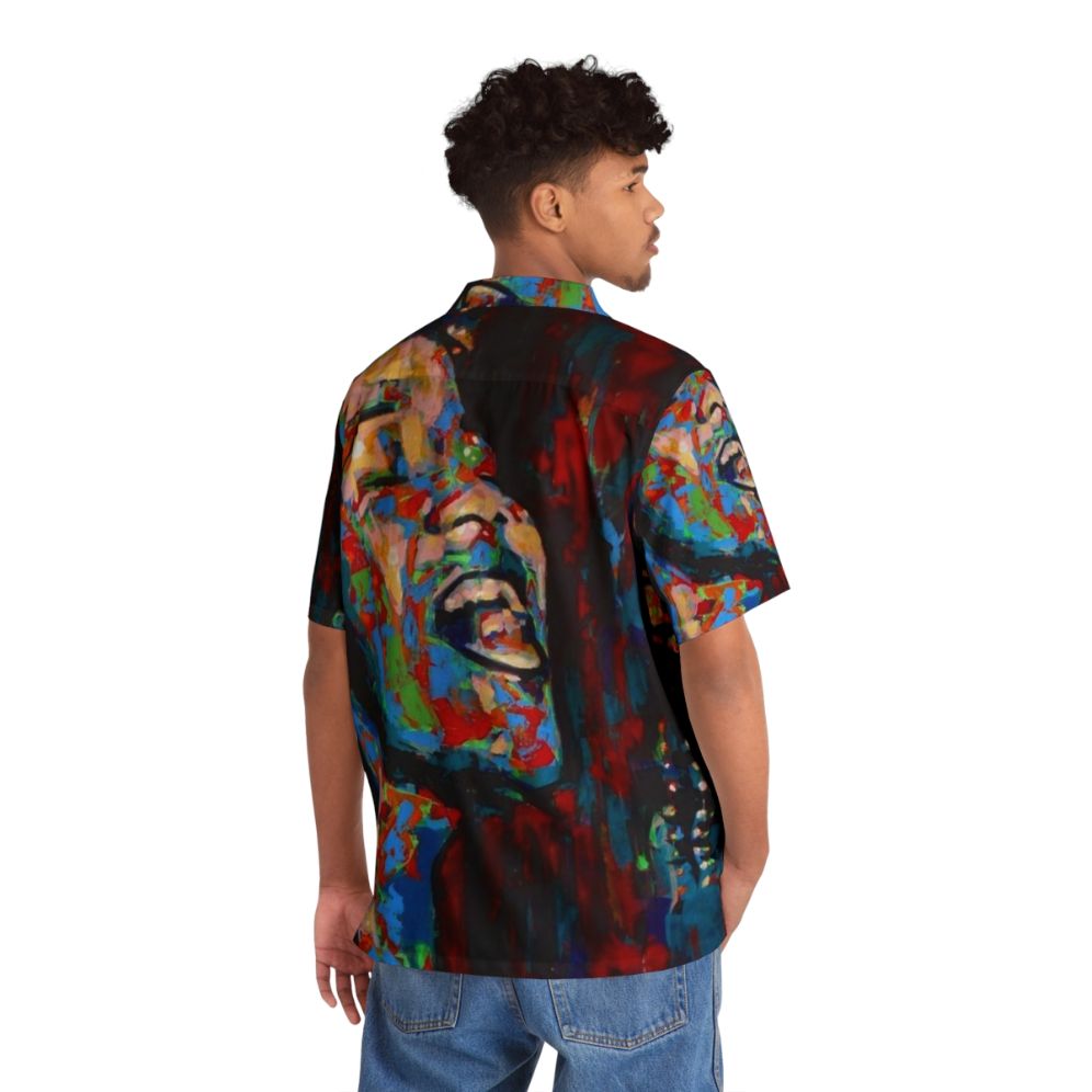 Vintage Hawaiian shirt with a vibrant floral print and an image of jazz icon Ella Fitzgerald - People Back