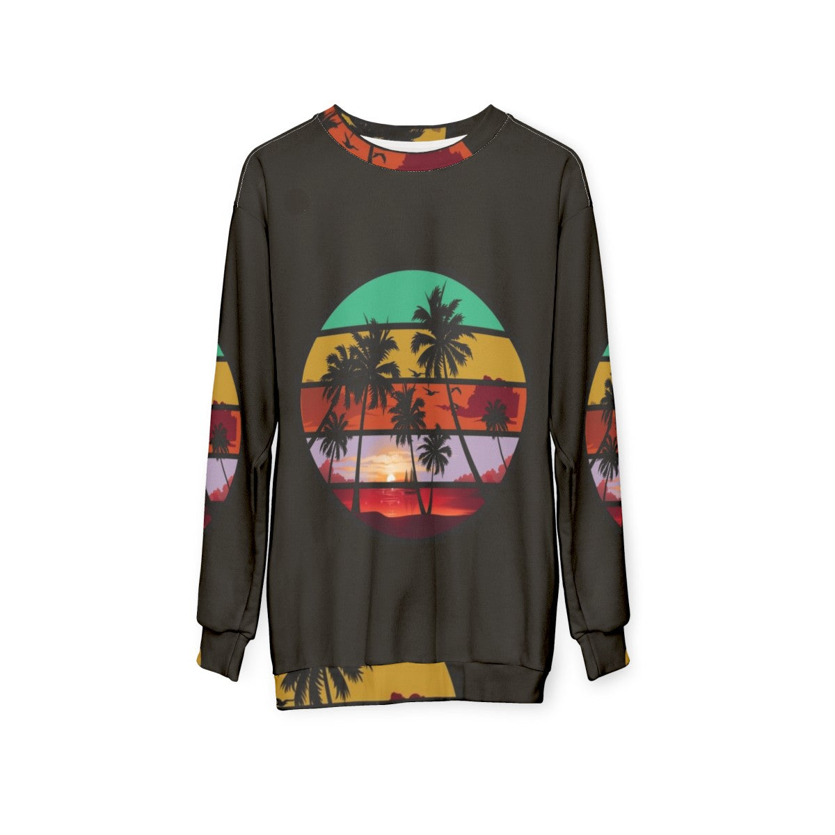 Nature landscape river palm tree sunset view sweatshirt - hanging