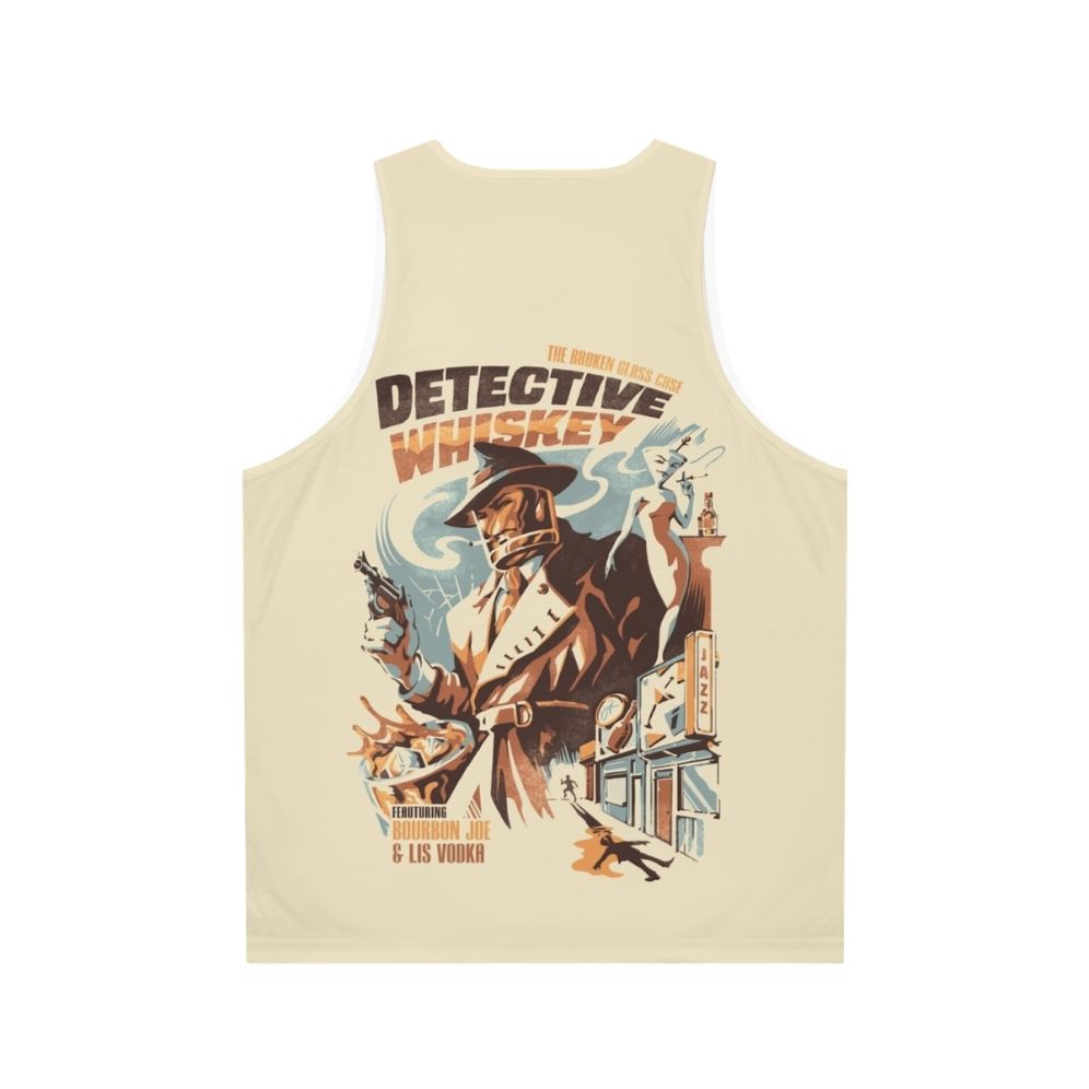 Unisex tank top with detective and whiskey design - Back