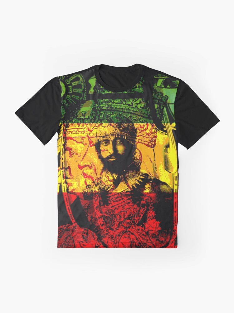 Rasta Haile Selassie Lion of Judah Graphic T-Shirt - Flat lay