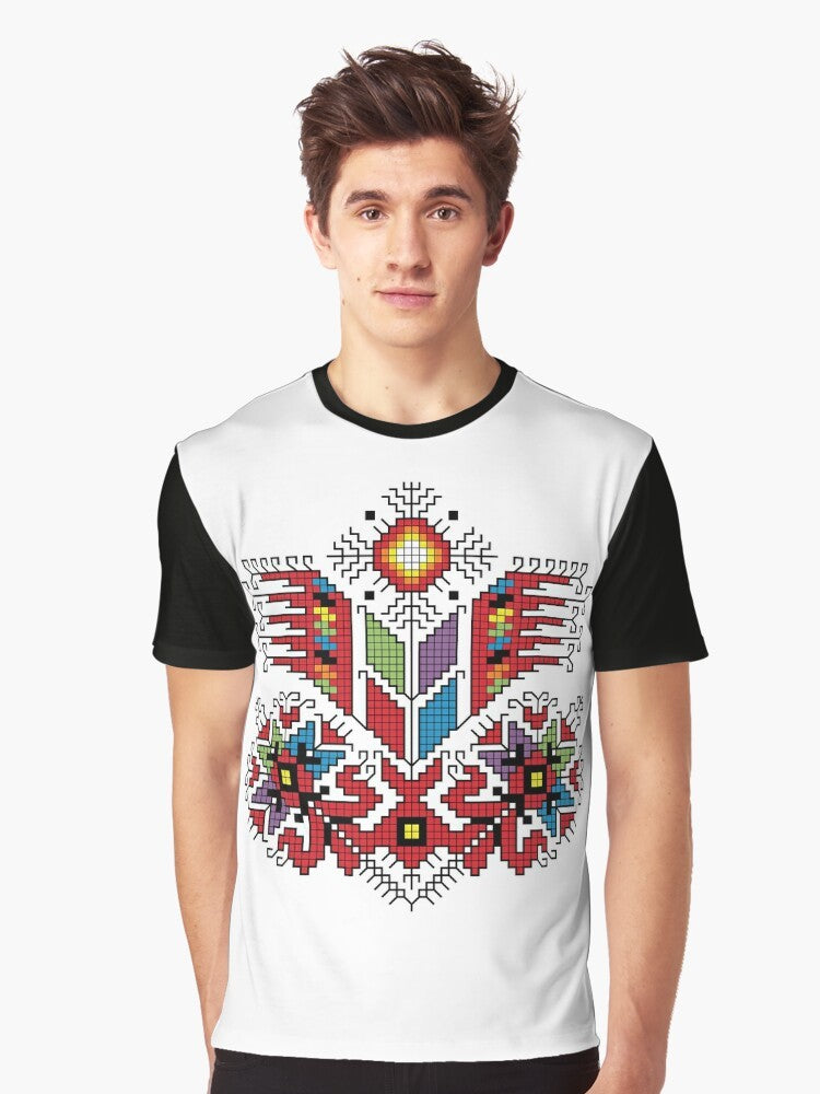 Traditional Bulgarian tree of life motif graphic t-shirt design - Men