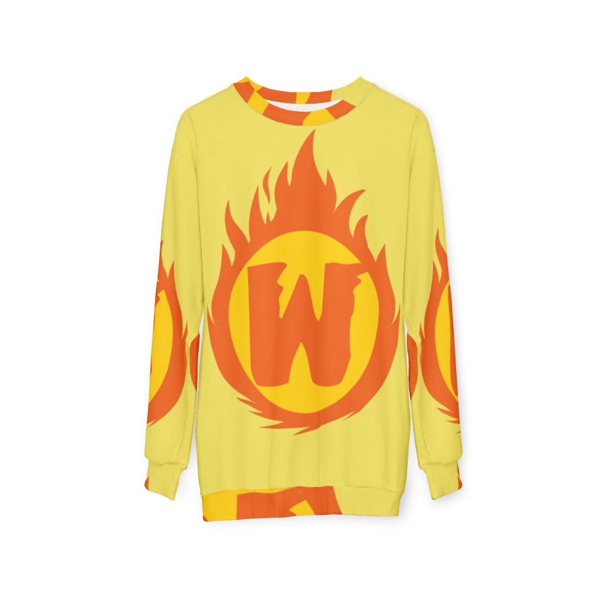 Superhero Letter W Fire Insignia Sweatshirt - hanging