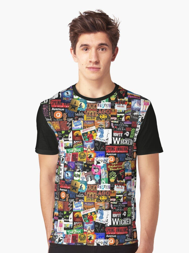 Musicals Collage II Graphic T-Shirt featuring a collage of musical theater elements - Men