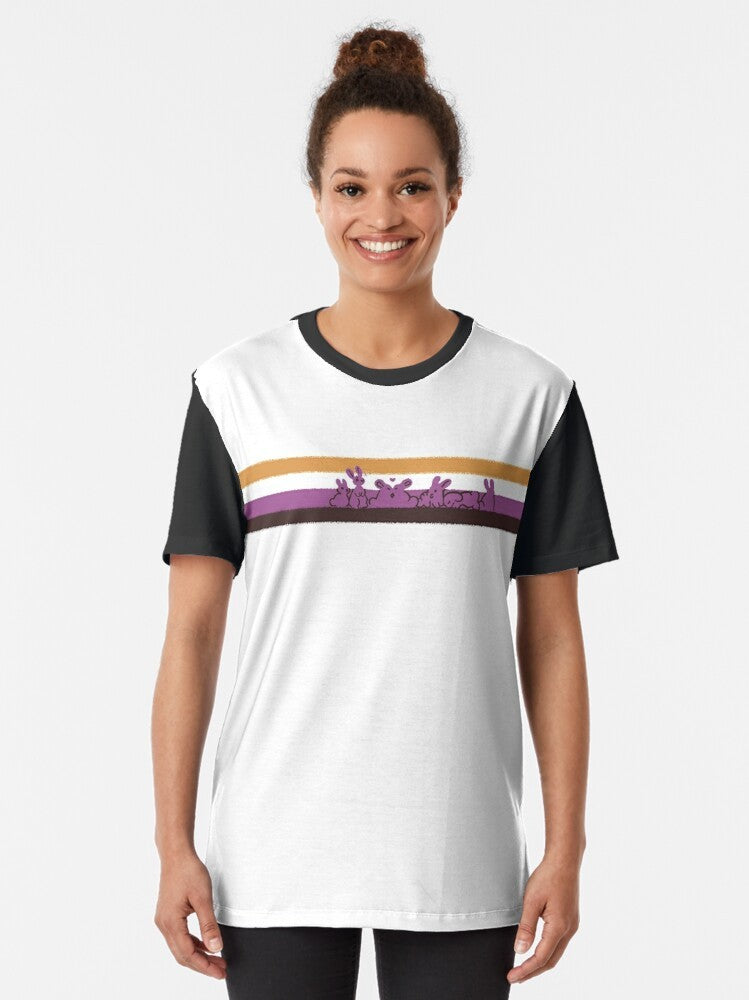 Nonbinary pride rabbits graphic design on a t-shirt - Women