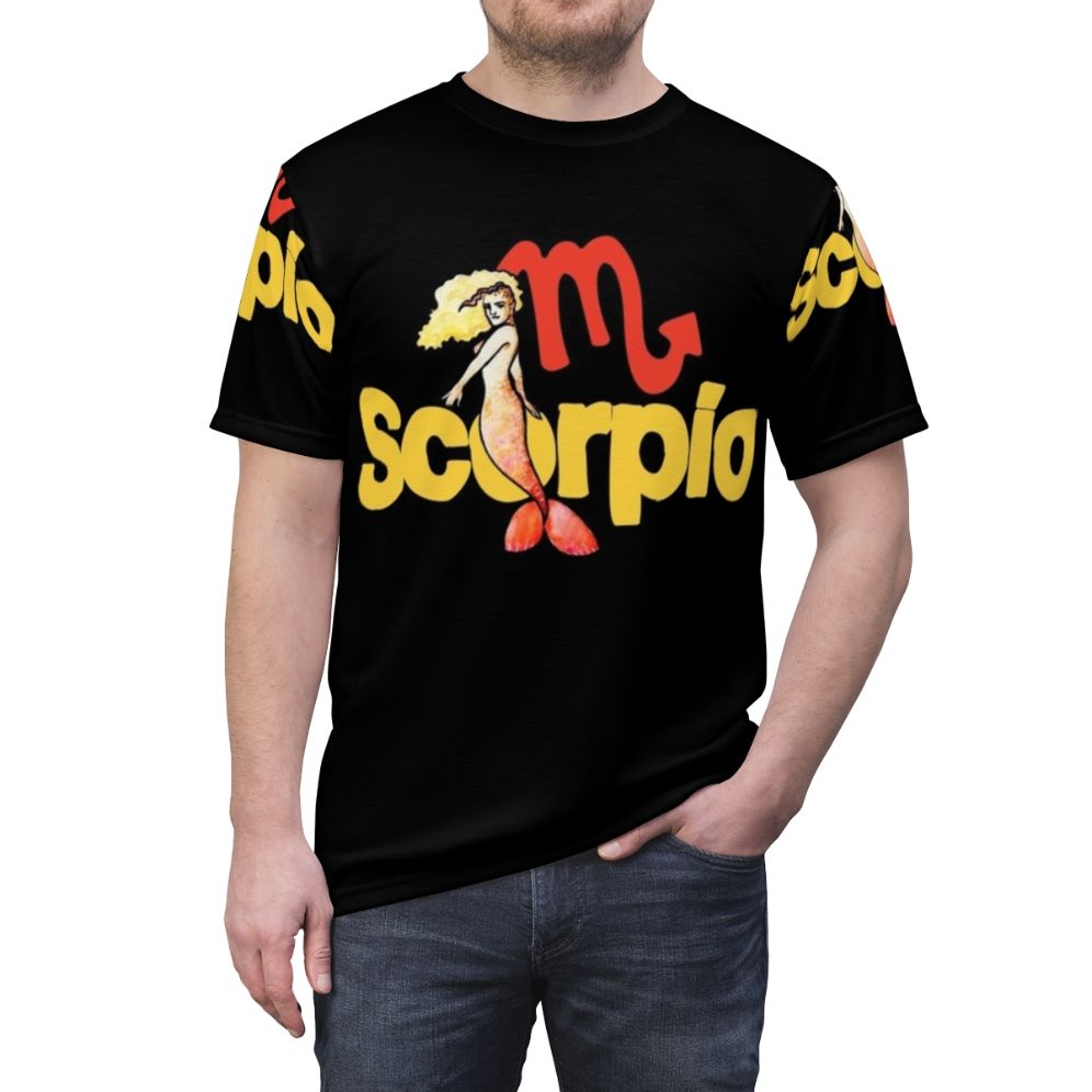 Scorpio Mermaid graphic design printed on a high-quality t-shirt - men front