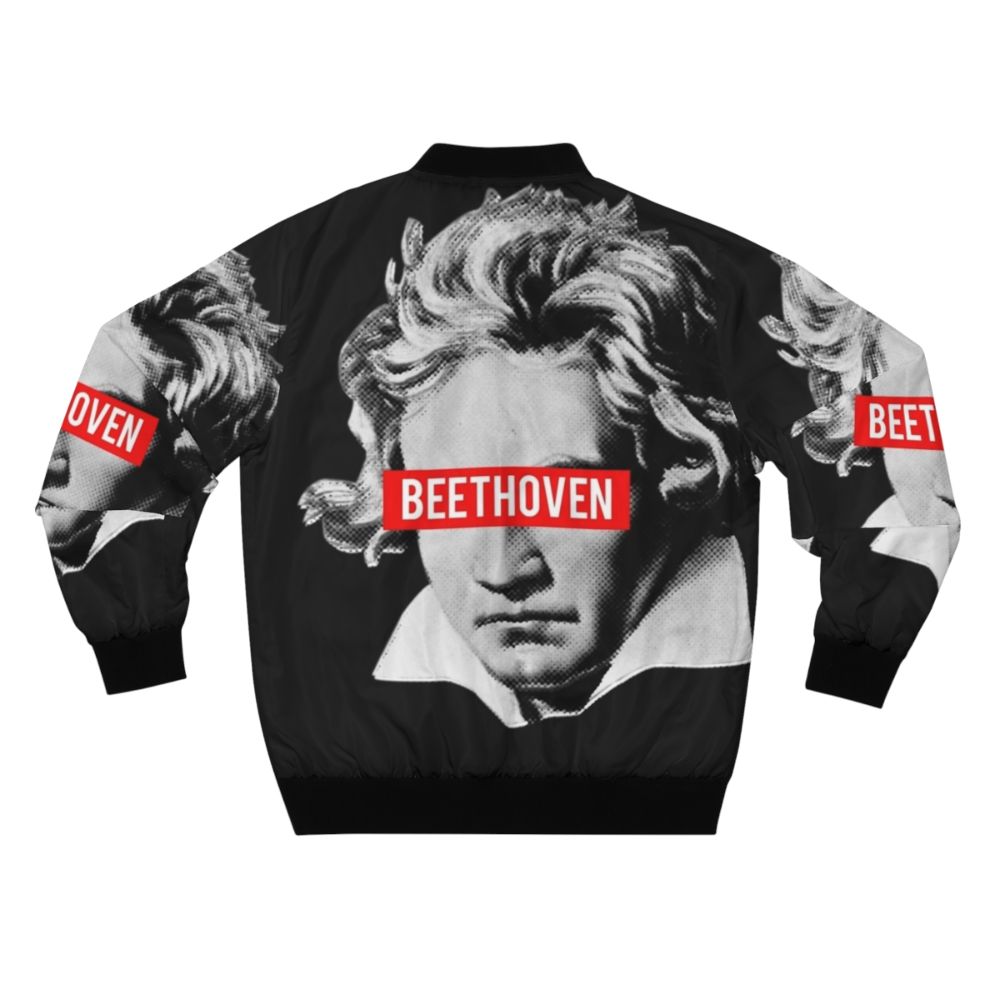 Beethoven Classical Music Bomber Jacket with Halftone Design - Back