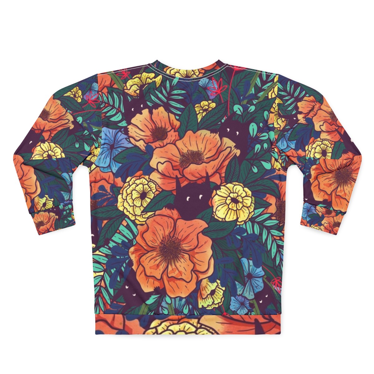 Watercolor wild flowers floral sweatshirt - Back