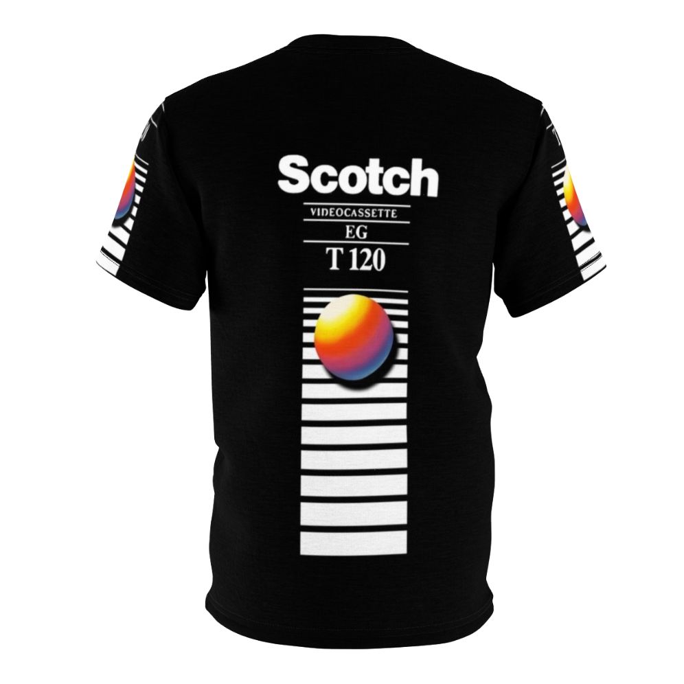 Retro VHS tape inspired vaporwave aesthetic t-shirt with vibrant 80s/90s design - Back