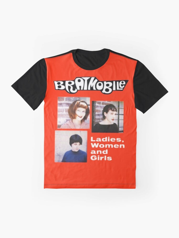 Bratmobile riot grrrl feminist graphic t-shirt for ladies, women, and girls - Flat lay